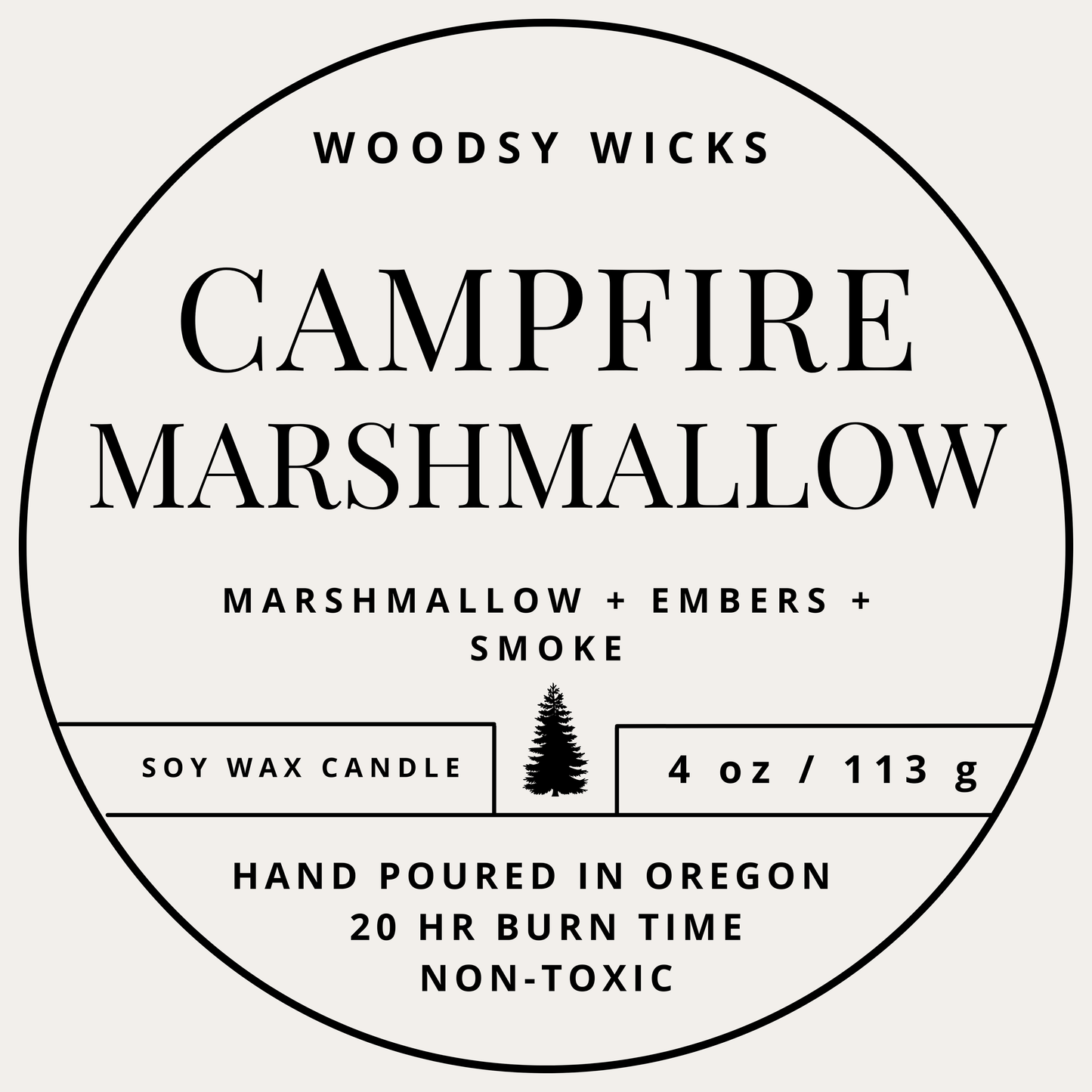Campfire Marshmallow Candle - 100% Soy Wax - Nontoxic