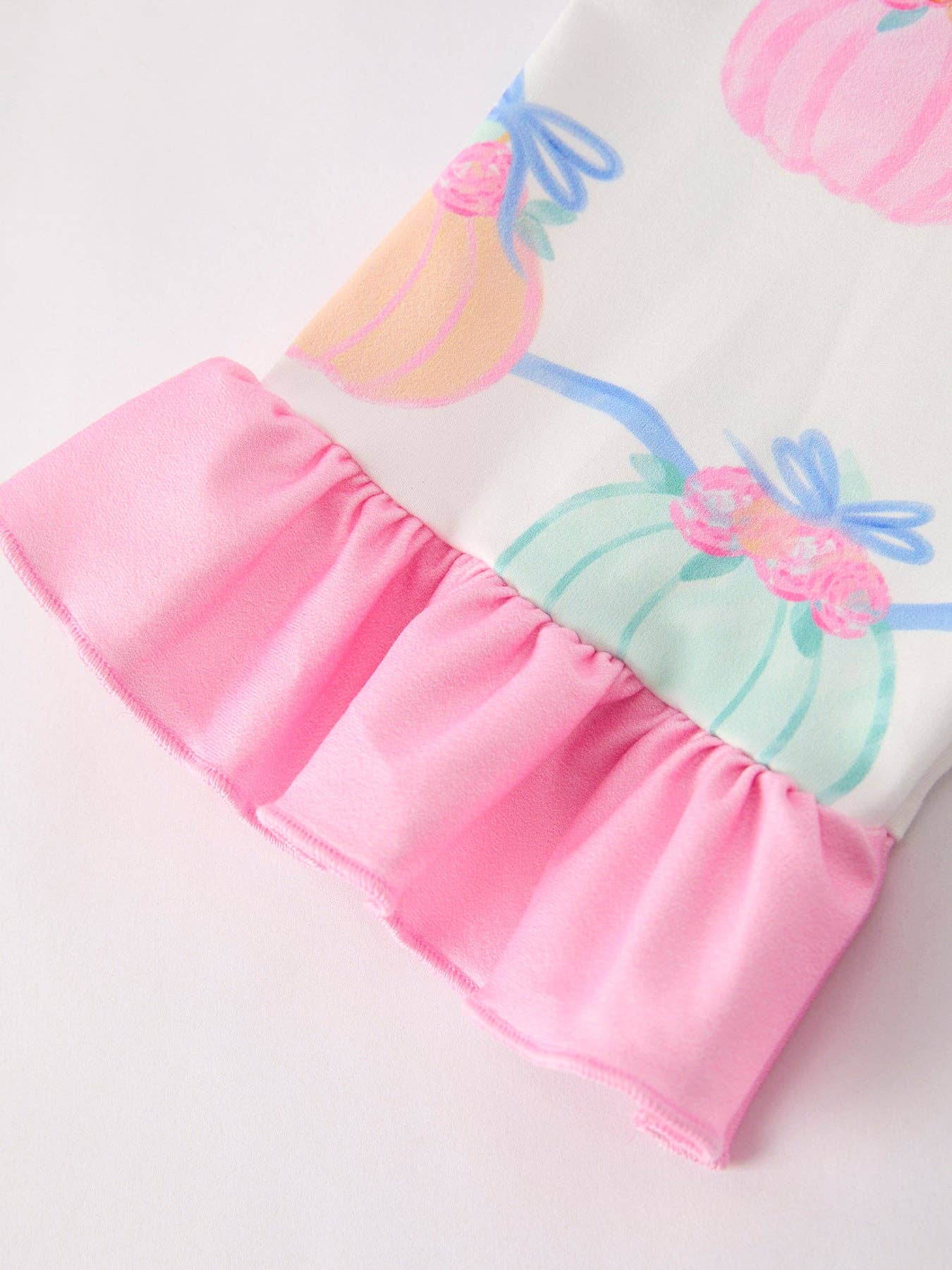 Halloween Short Sleeve Ruffled Milk Silk Girls Pajamas