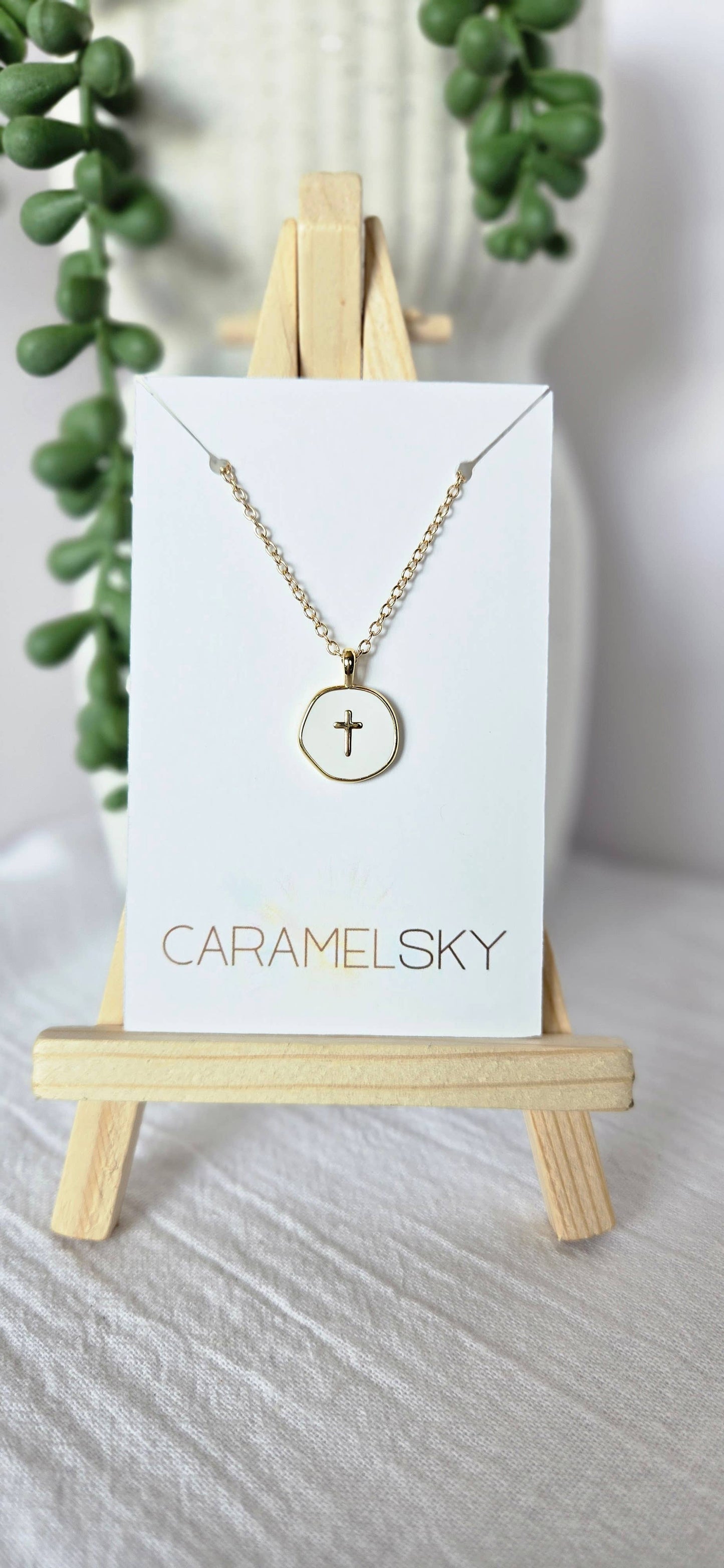 18K Gold Plated Cross Pendant Necklace, Christian Jewelry