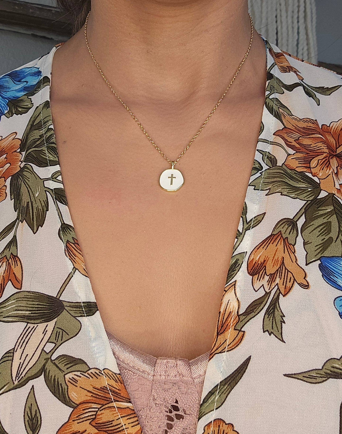 18K Gold Plated Cross Pendant Necklace, Christian Jewelry