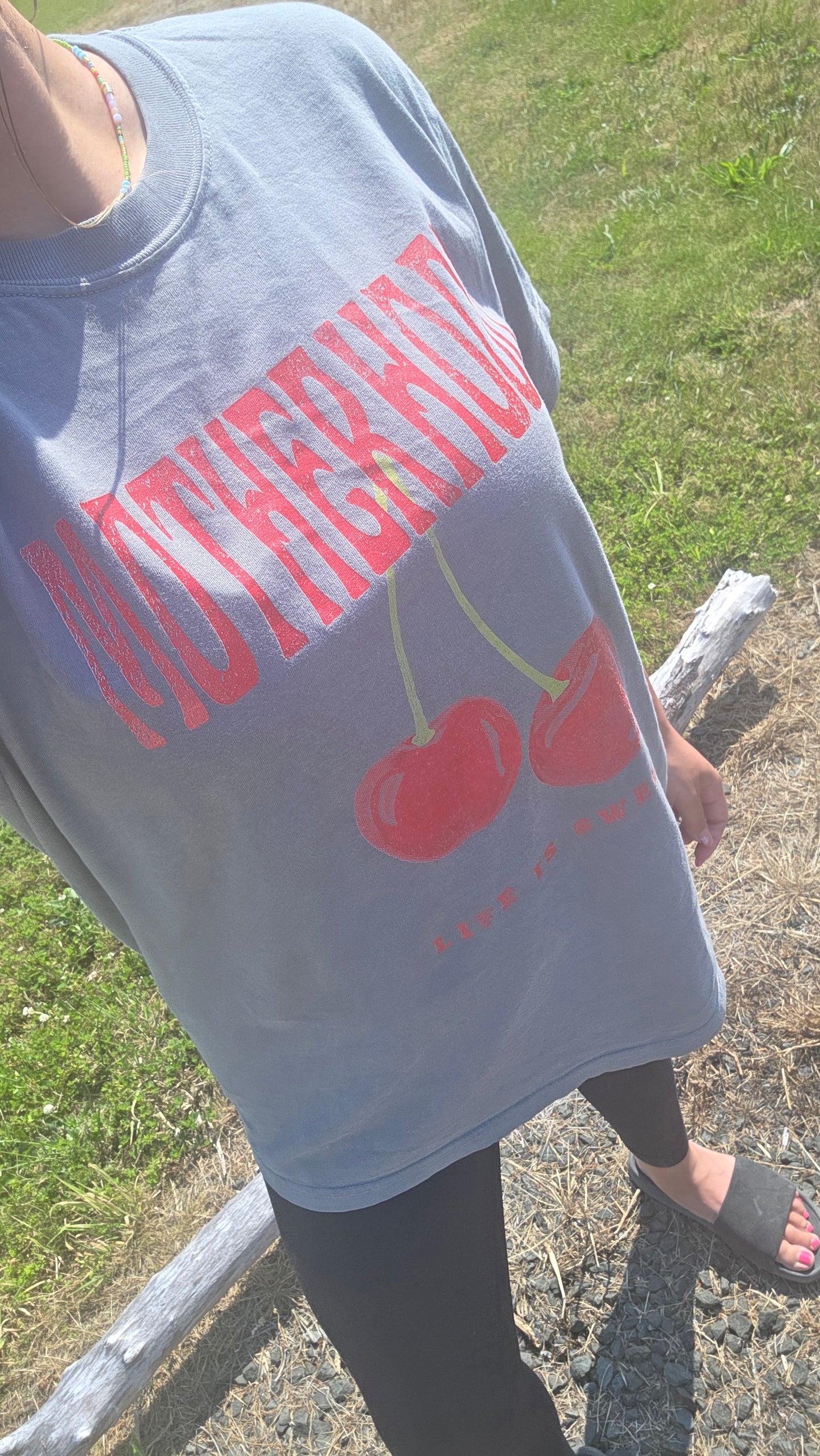 Life is Sweet Graphic Tee on Gray