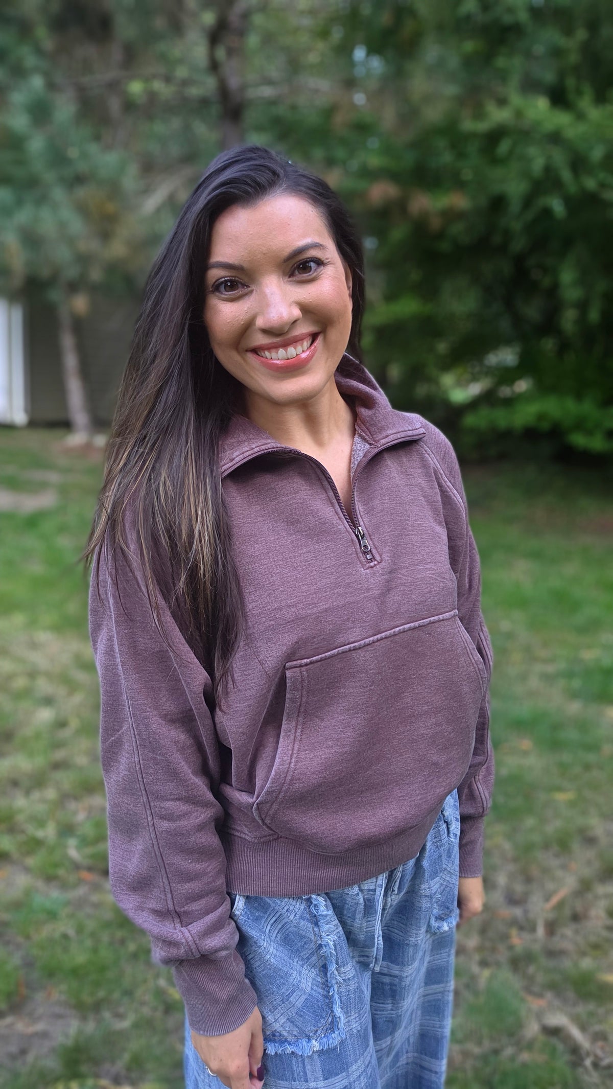 Reddish-Brown Quarter Zip Sweatshirt