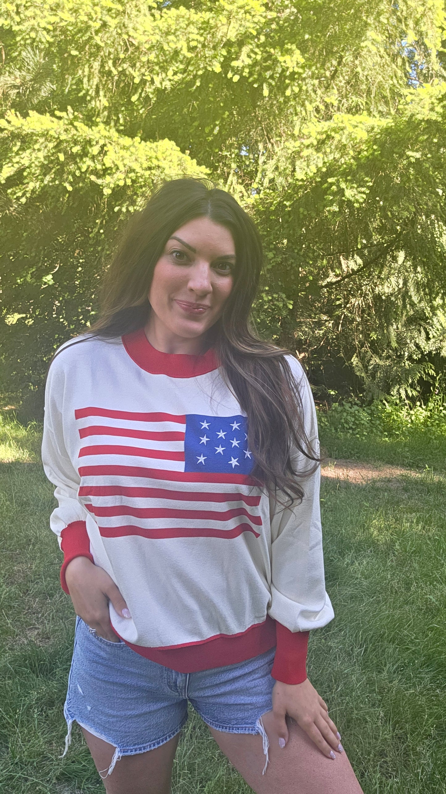 4TH OF JULY AMERICAN FLAG SWEATER TOP