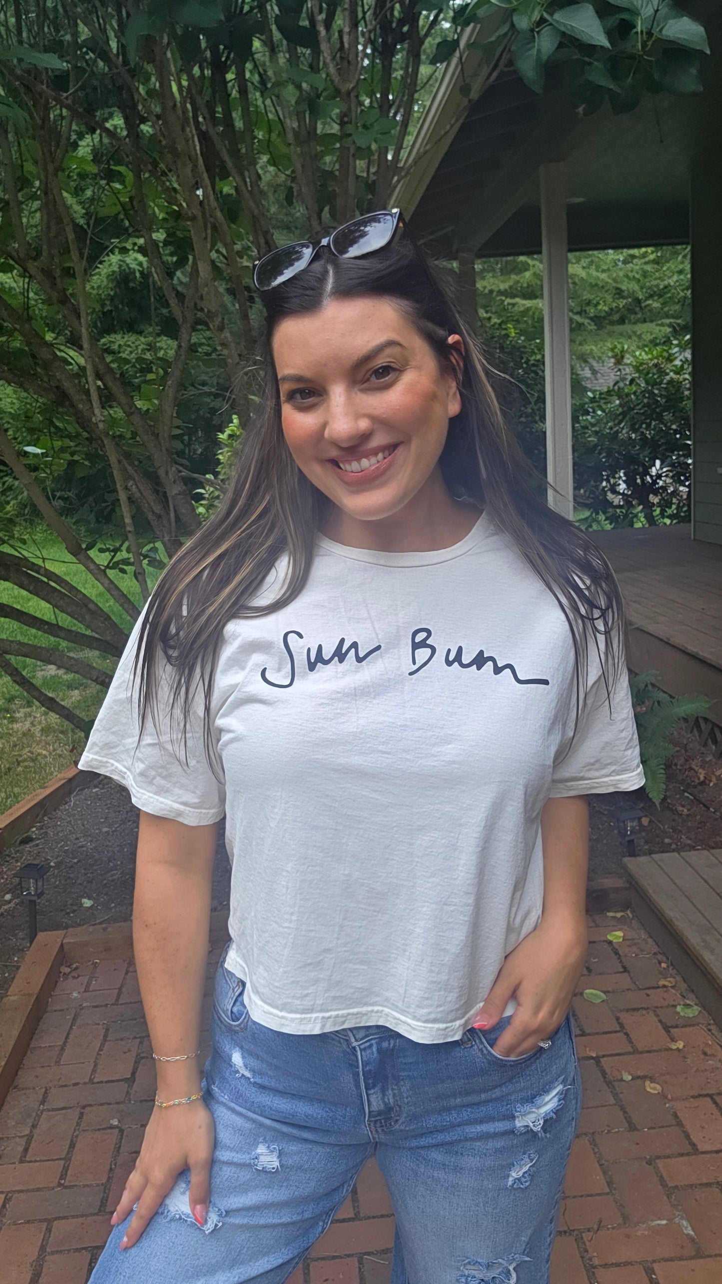 SUN BUM Cropped Mineral Graphic Top