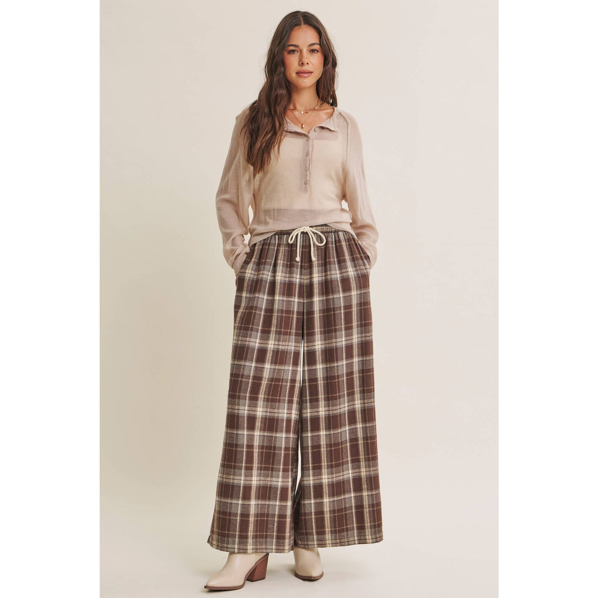 MORNING LAYER AIRY WOOL BLEND SHEER HENLEY SWEATER TOP