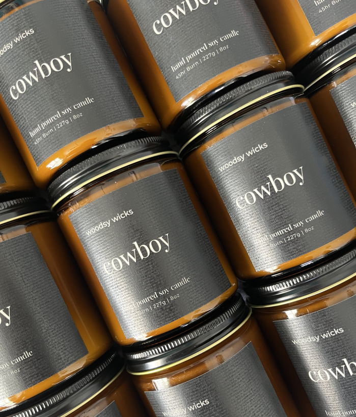 Cowboy Scented Western Candle - 100% Soy Wax - Cotton Wick
