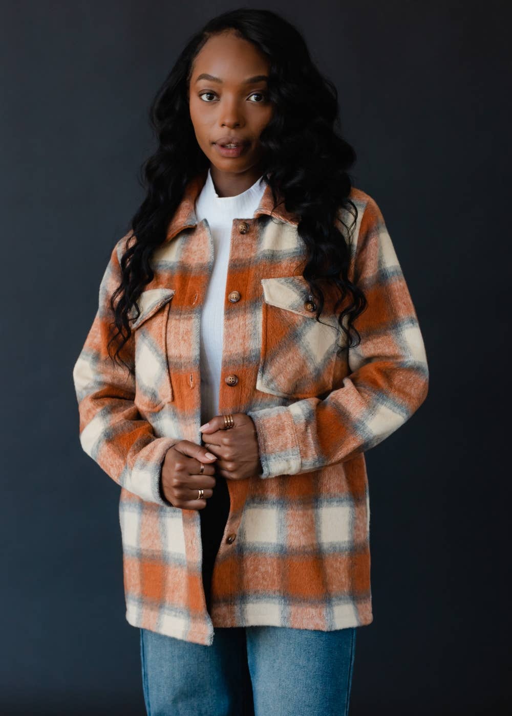 Rust, Gray & Tan Plaid Jacket