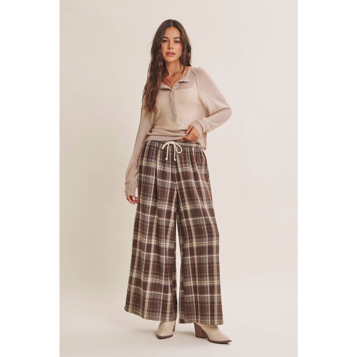 MORNING LAYER AIRY WOOL BLEND SHEER HENLEY SWEATER TOP