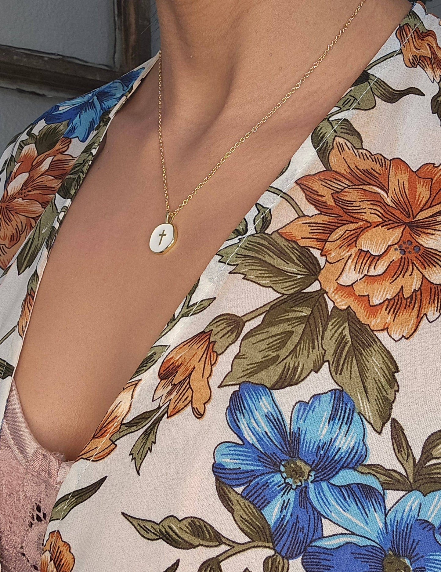 18K Gold Plated Cross Pendant Necklace, Christian Jewelry