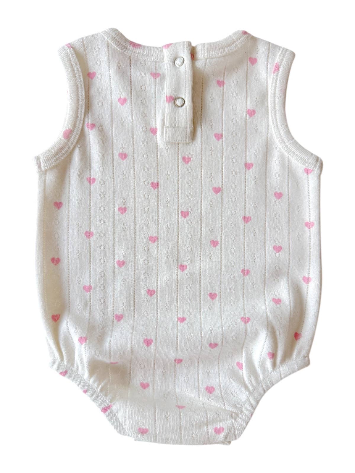 White with Pink Heart / Organic Pointelle Dune Bubble
