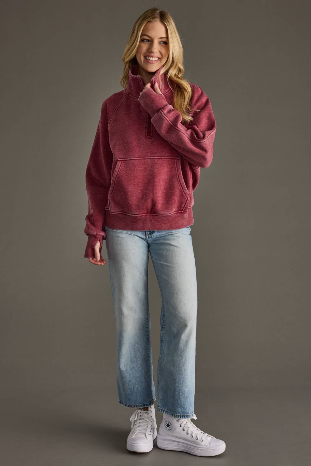Wine Quarter Zip Sweatshirt