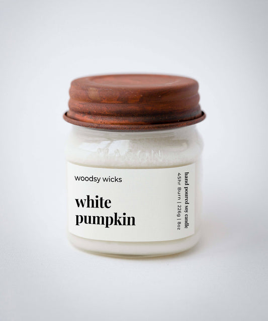 White Pumpkin Candle - Rust Lid 100% Soy Wax Candle