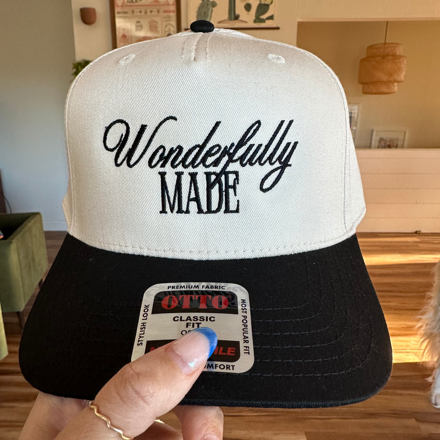 Black Wonderfully Made Embroidered Hat