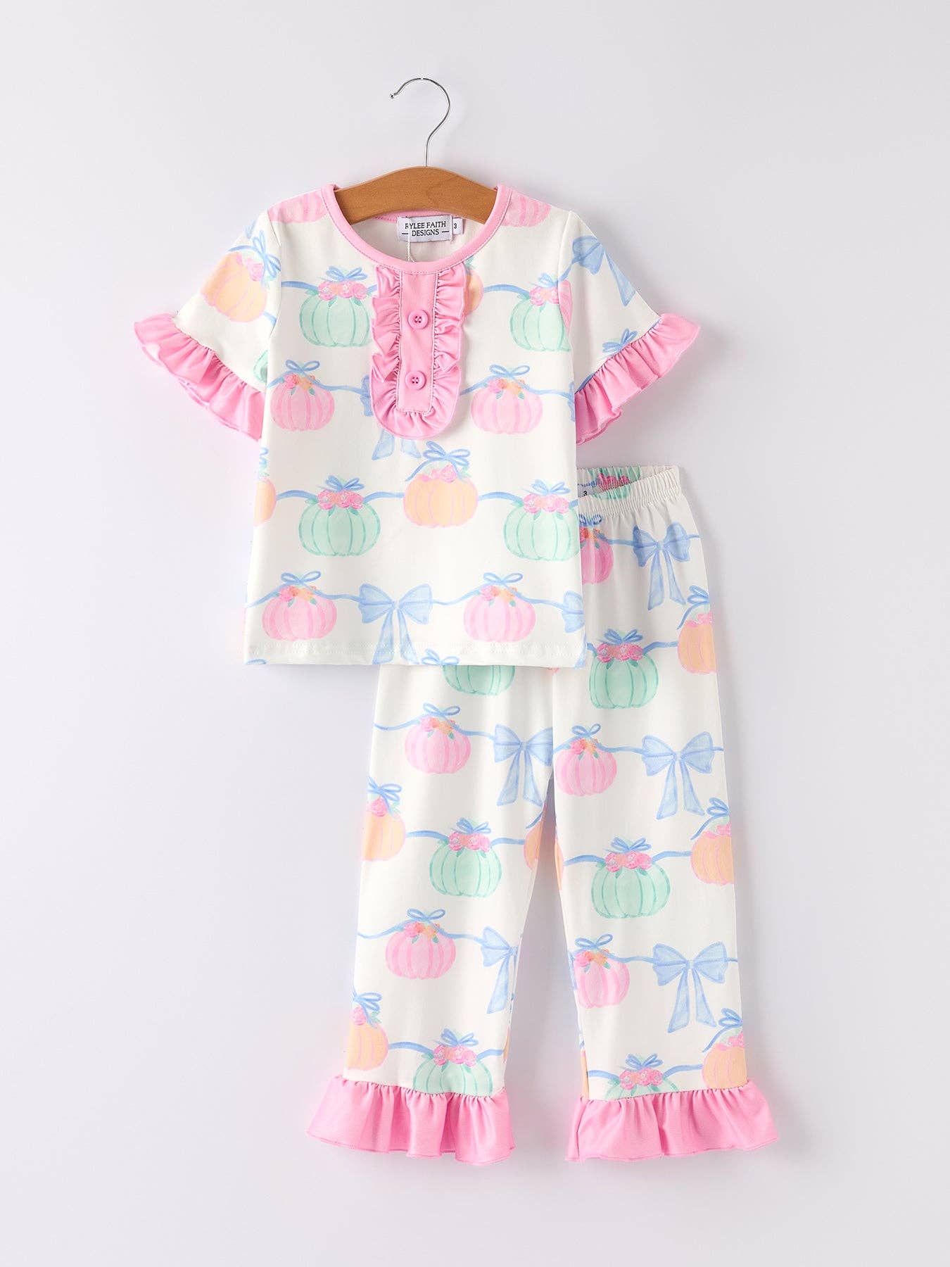 Halloween Short Sleeve Ruffled Milk Silk Girls Pajamas