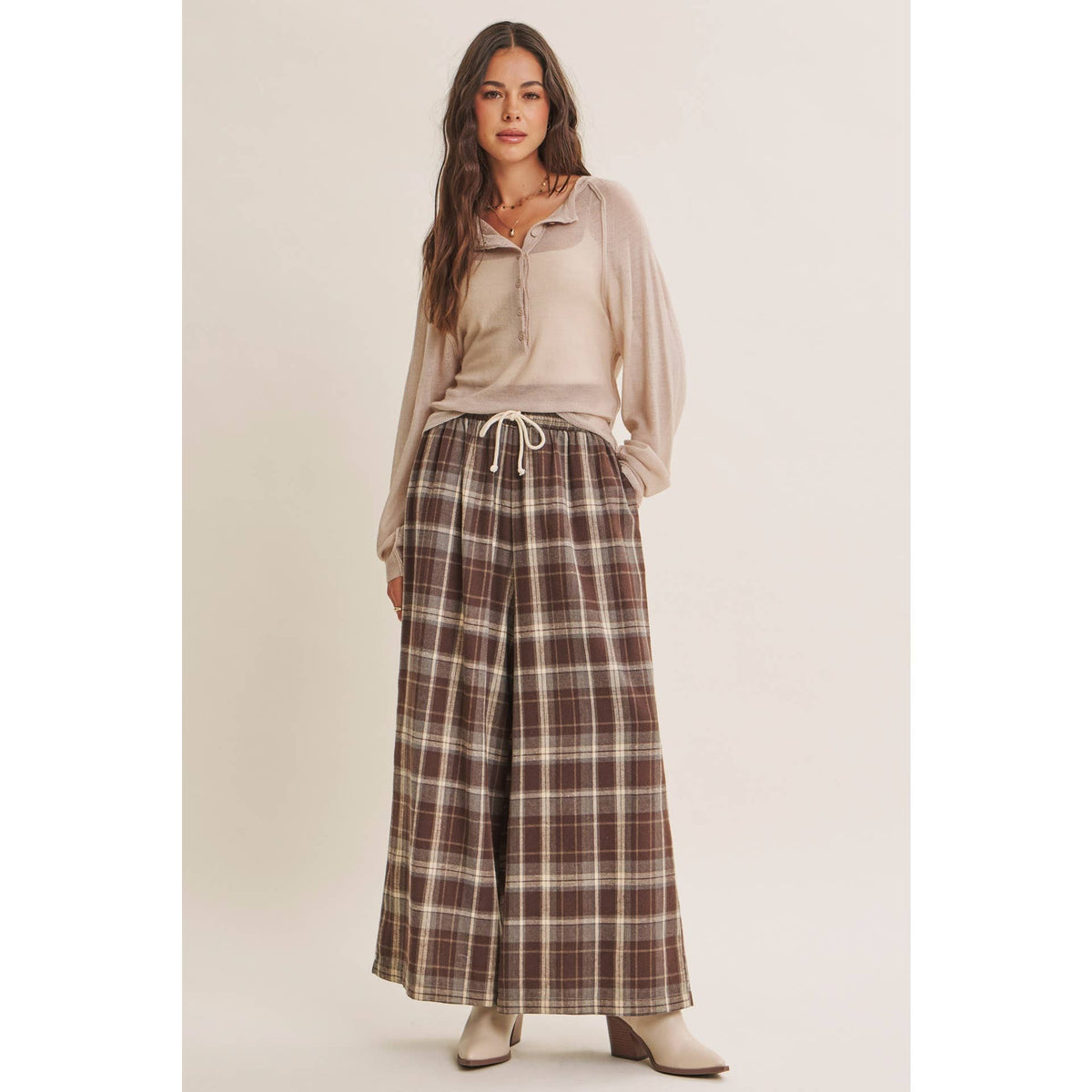 MORNING LAYER AIRY WOOL BLEND SHEER HENLEY SWEATER TOP