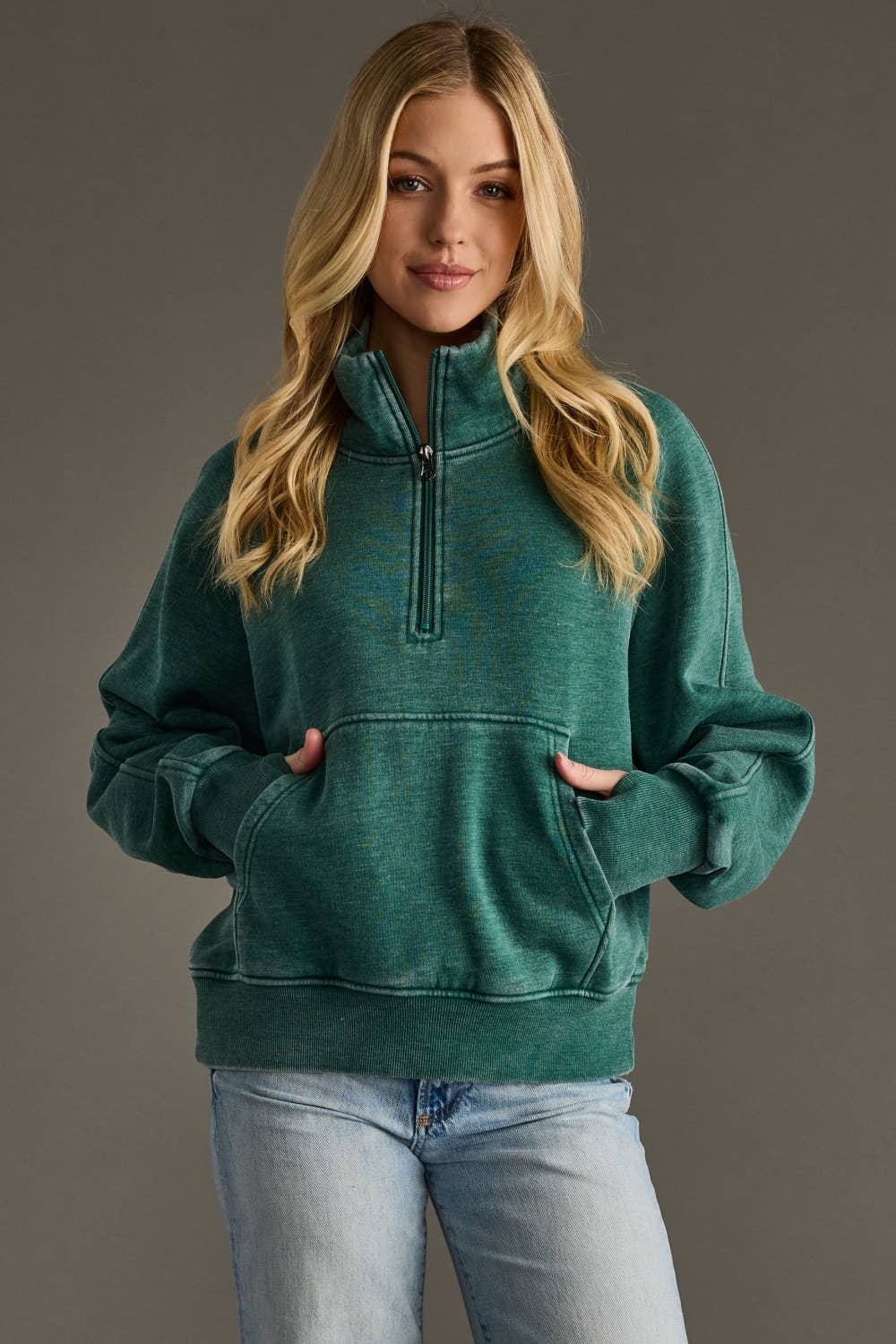 Dk Green Quarter Zip Sweatshirt