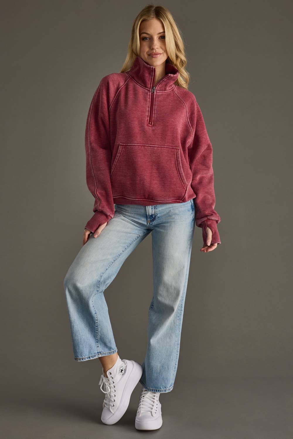 Wine Quarter Zip Sweatshirt