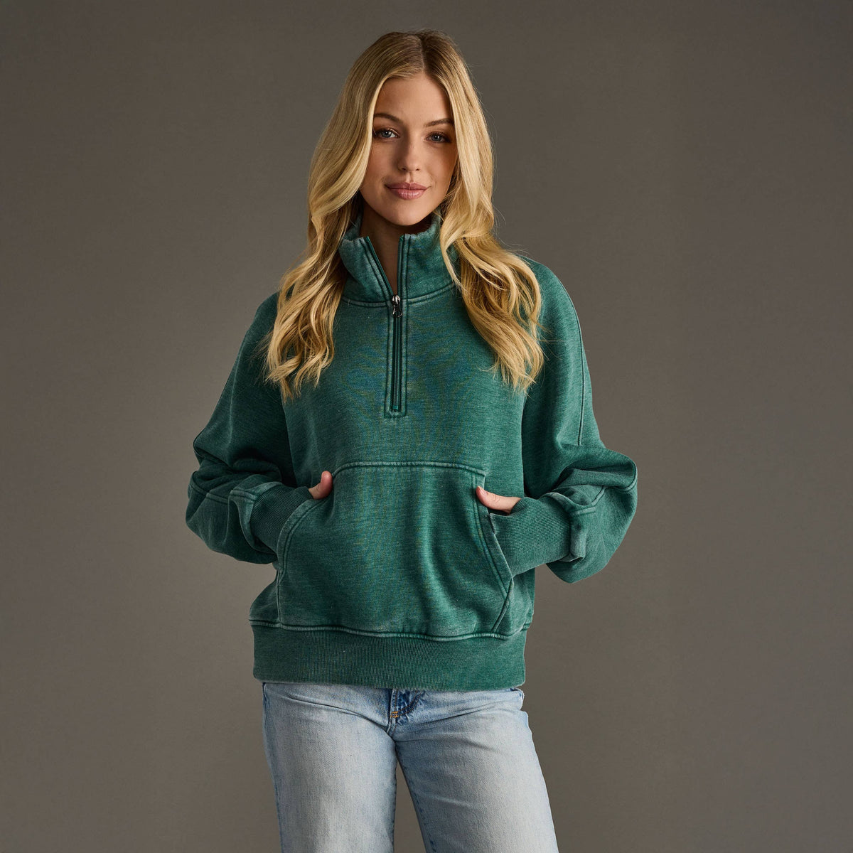 Dk Green Quarter Zip Sweatshirt