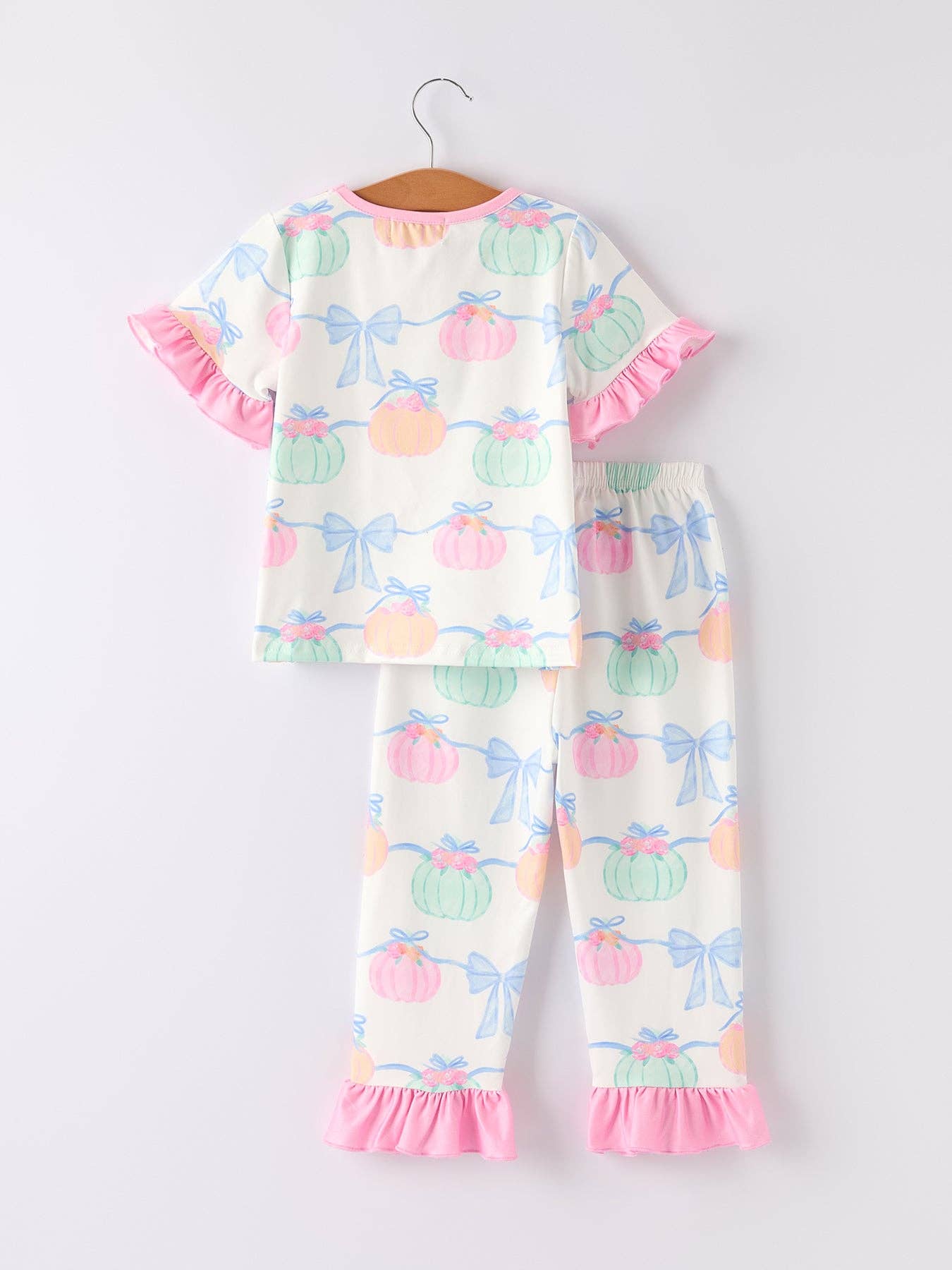 Halloween Short Sleeve Ruffled Milk Silk Girls Pajamas