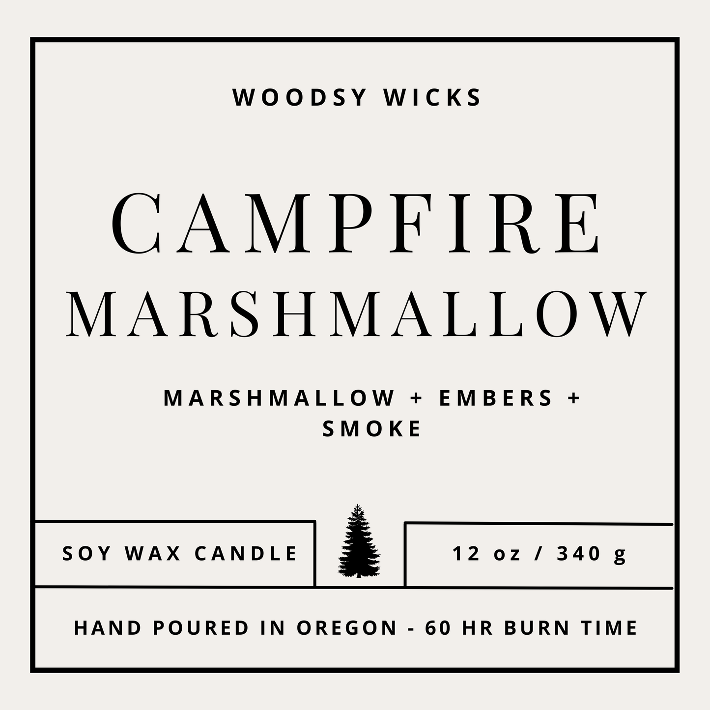 Campfire Marshmallow Candle - 100% Soy Wax - Nontoxic