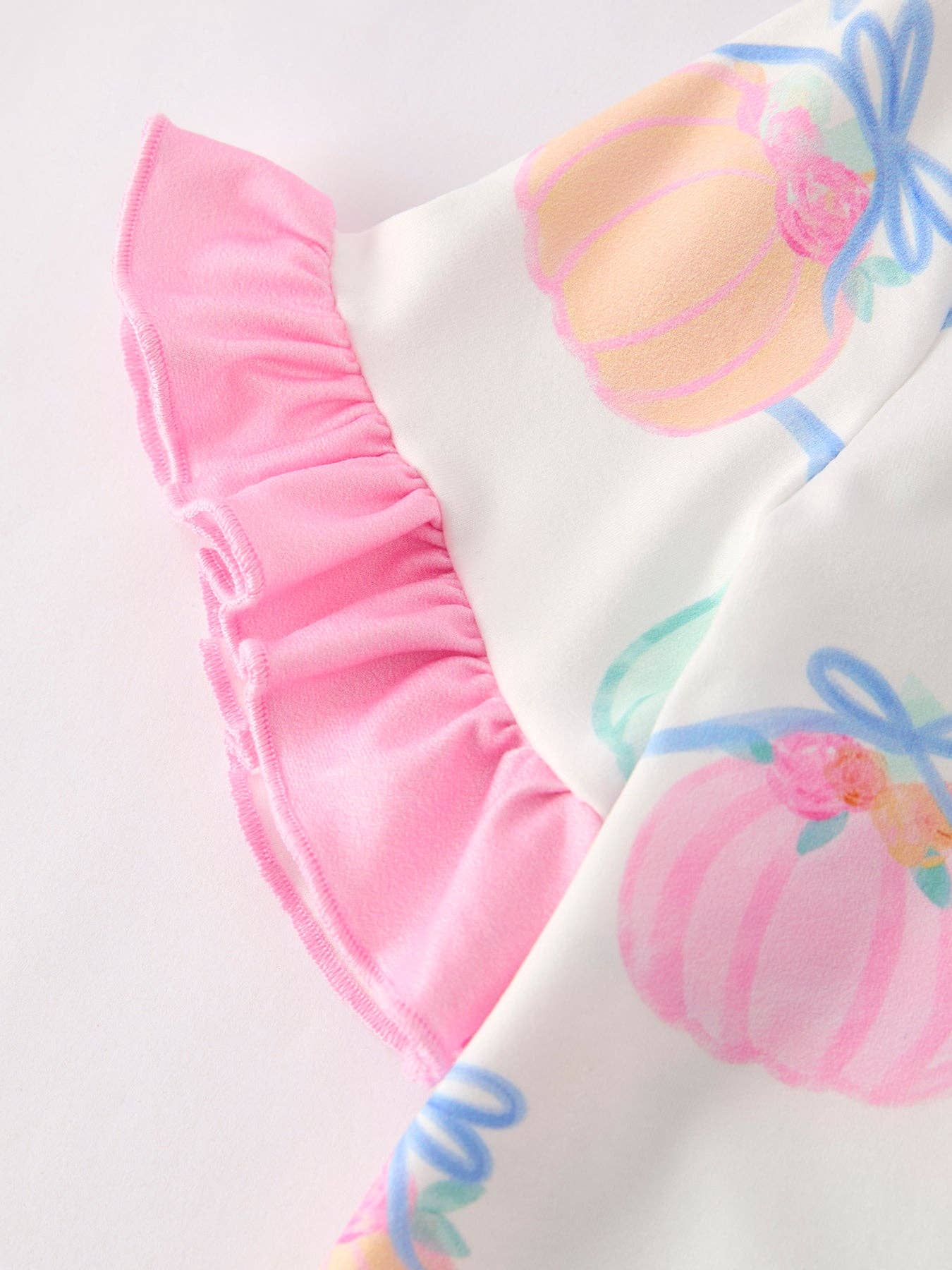 Halloween Short Sleeve Ruffled Milk Silk Girls Pajamas