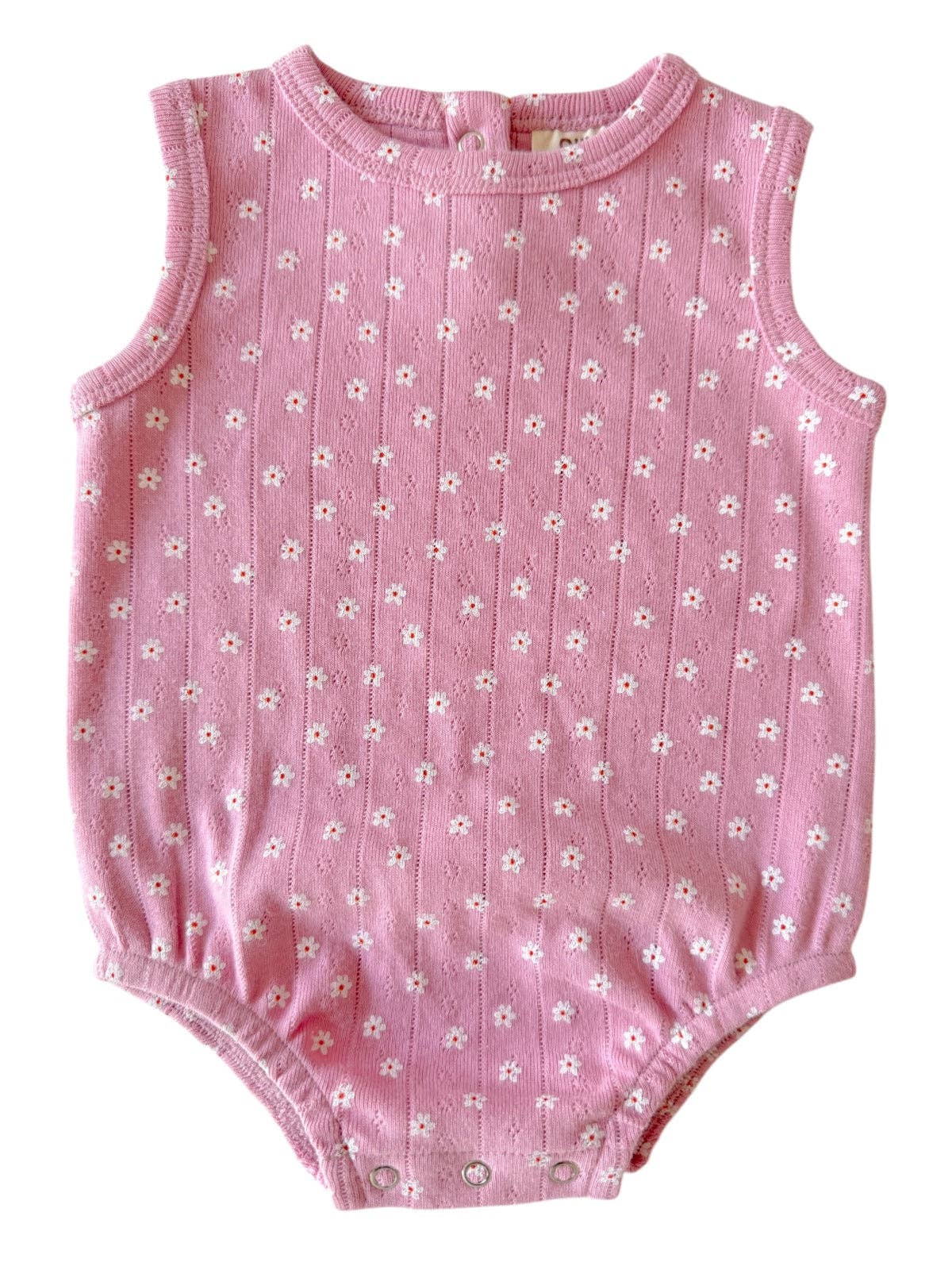 Pink Flower / Organic Pointelle Dune Bubble