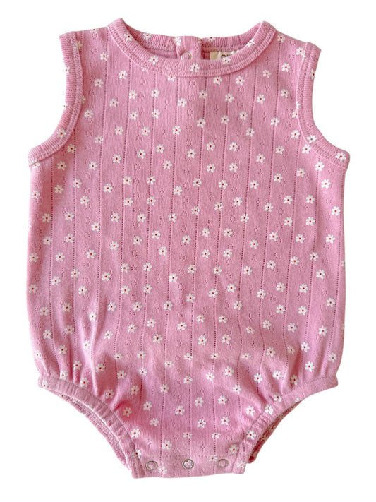 Pink Flower / Organic Pointelle Dune Bubble