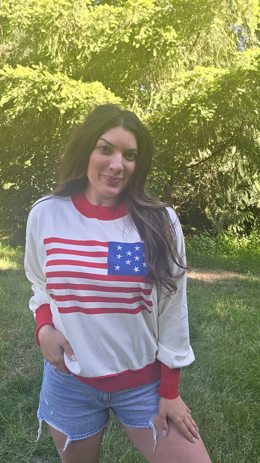 4TH OF JULY AMERICAN FLAG SWEATER TOP