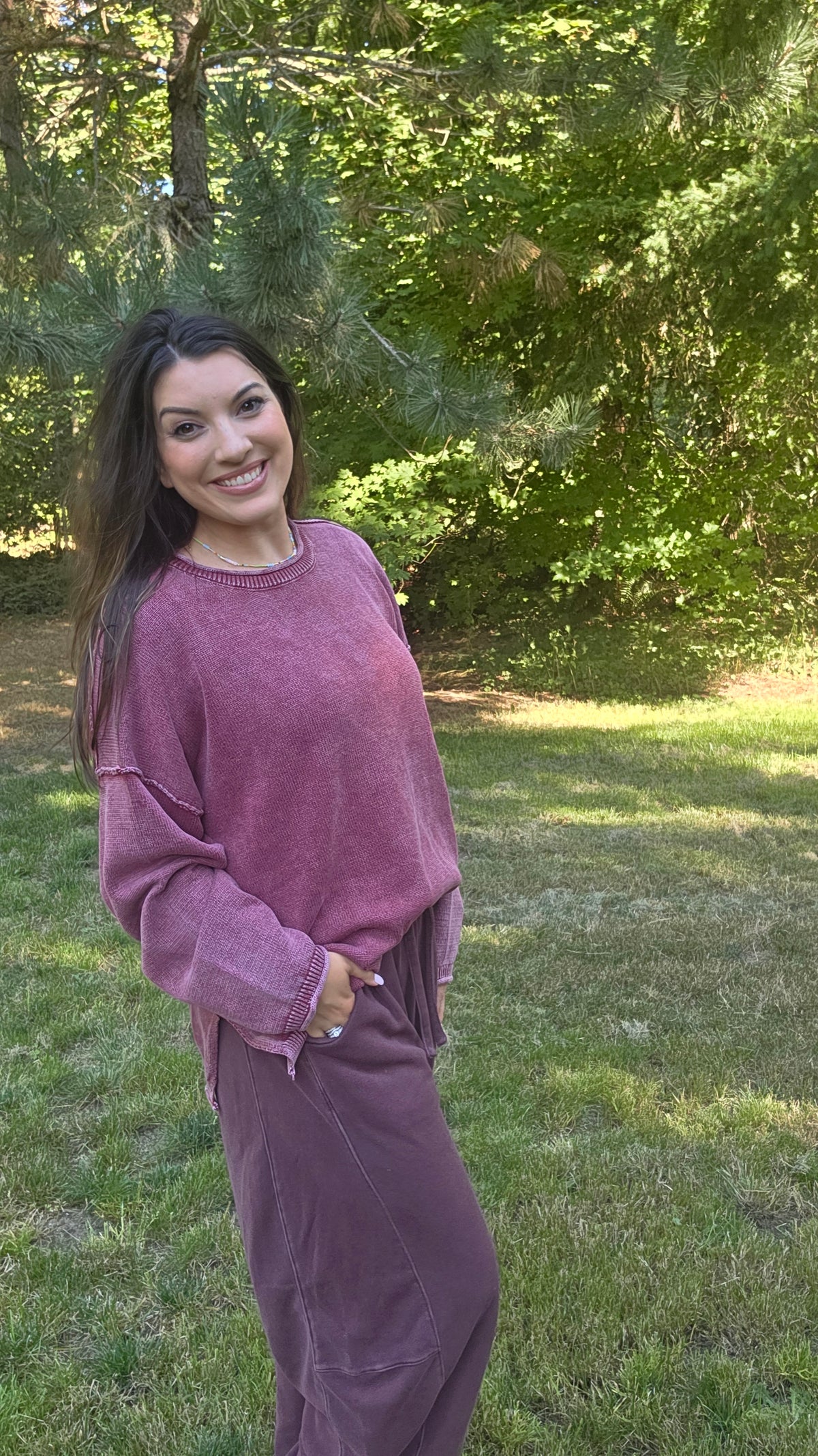 SMOCKED WAIST DRAWSTRING BARREL LEG SWEATPANTS